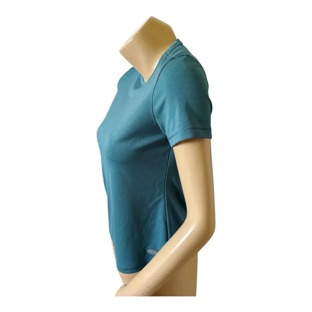 Reel Legends Freeline T Shirt Petite PS Teal Blue Crew Neck Performance Top